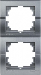 Lezard DERIY Тем/Сірий металік Рамка 2-а вертикальна (шт.) 702-2900-152