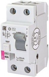 Диференційне реле (ПЗВ) ETI EFI6-2 40/0,03 тип AC (6kA) 2062133