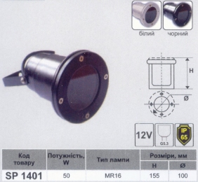 Світильник LEMANSO SP1401 чорний  IP65 (для басейнів) 33031