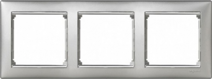 Legrand Valena Рамка 3 Пости Горизонтальна Алюміній/Срібло 770353