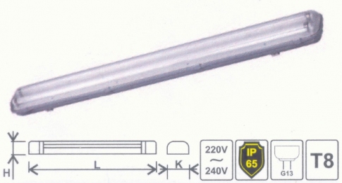 Світильник Lemanso T8 2*36W G13 IP65 гермет (для LED T8) (перероблений) / LM9671 33455
