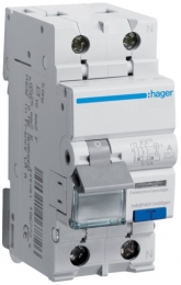 Диференційний автомат Hager 1P+N 4.5kA C-10A 30mA AC AD860J