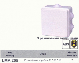 Розп. коробки LEMANSO 85*85*50 квадрат / LMA205 з резиновими заглушками 76005
