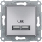 Schneider ASFORA USB розетка 2,1A алюм. EPH2700261